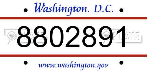 8802891 District Of Columbia License Plate