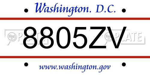 8805ZV District Of Columbia License Plate