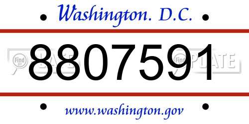8807591 District Of Columbia License Plate