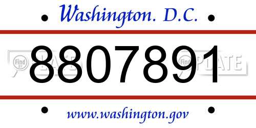 8807891 District Of Columbia License Plate