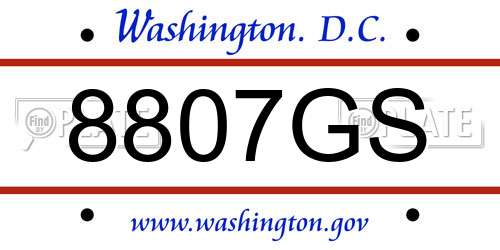 8807GS District Of Columbia License Plate