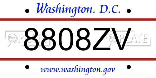 8808ZV District Of Columbia License Plate