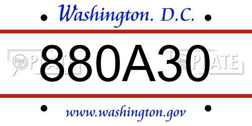 880A30 District Of Columbia License Plate