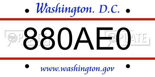 880AE0 District Of Columbia License Plate