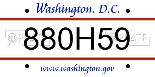880H59 District Of Columbia License Plate