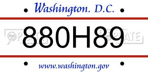 880H89 District Of Columbia License Plate