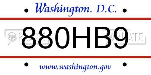 880HB9 District Of Columbia License Plate