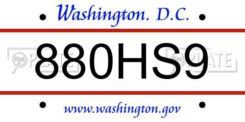 880HS9 District Of Columbia License Plate