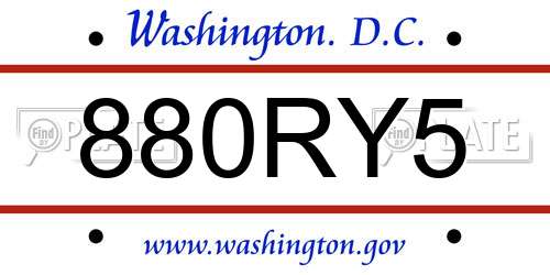 880RY5 District Of Columbia License Plate