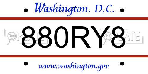 880RY8 District Of Columbia License Plate