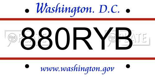880RYB District Of Columbia License Plate