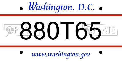 880T65 District Of Columbia License Plate