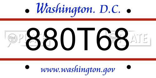 880T68 District Of Columbia License Plate