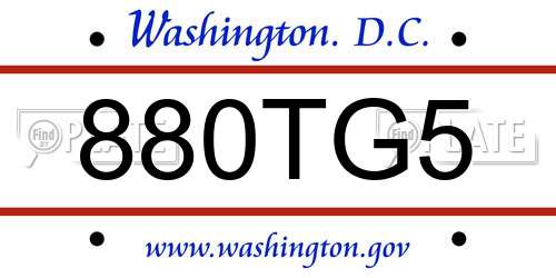880TG5 District Of Columbia License Plate