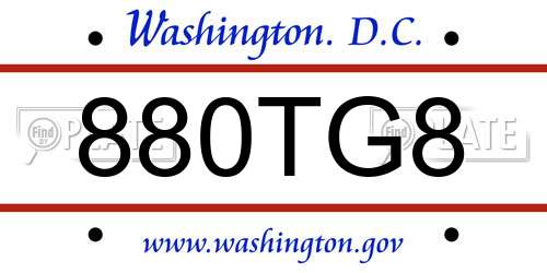 880TG8 District Of Columbia License Plate