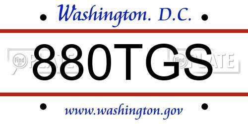 880TGS District Of Columbia License Plate