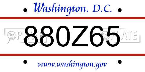 880Z65 District Of Columbia License Plate