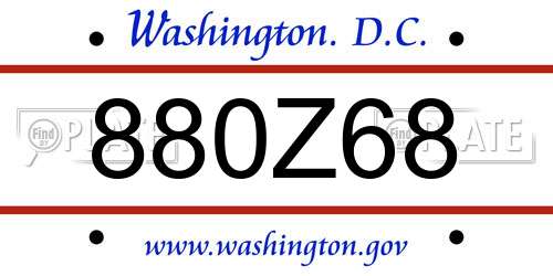 880Z68 District Of Columbia License Plate