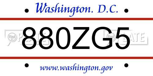 880ZG5 District Of Columbia License Plate
