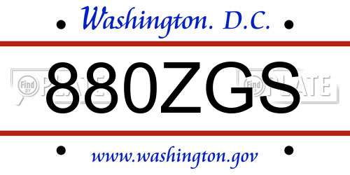 880ZGS District Of Columbia License Plate