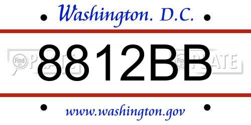 8812BB District Of Columbia License Plate