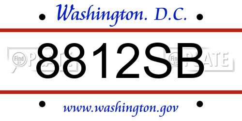 8812SB District Of Columbia License Plate