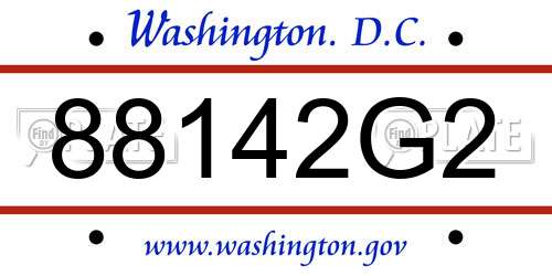 88142G2 District Of Columbia License Plate