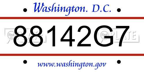 88142G7 District Of Columbia License Plate