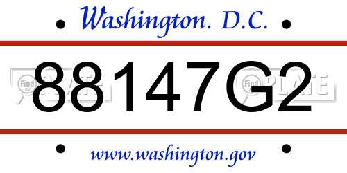 88147G2 District Of Columbia License Plate