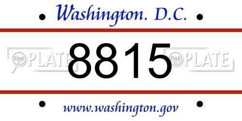8815 District Of Columbia License Plate