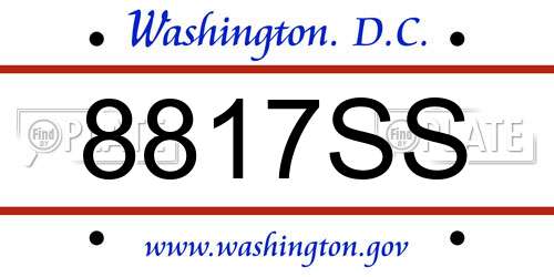 8817SS District Of Columbia License Plate