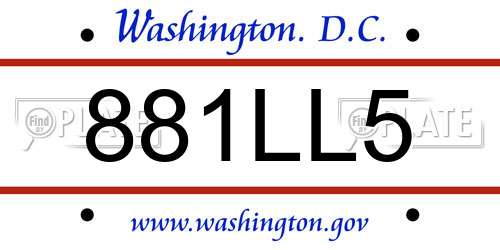 881LL5 District Of Columbia License Plate