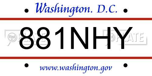 881NHY District Of Columbia License Plate