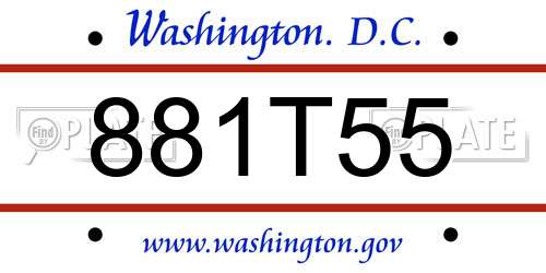 881T55 District Of Columbia License Plate