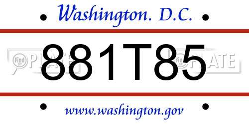 881T85 District Of Columbia License Plate