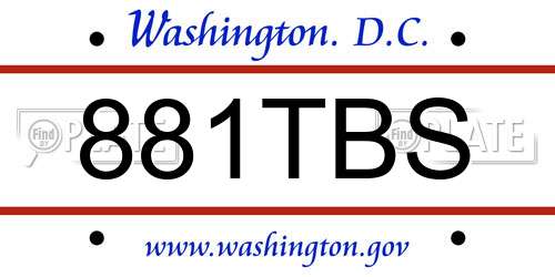 881TBS District Of Columbia License Plate