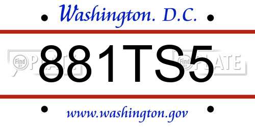 881TS5 District Of Columbia License Plate