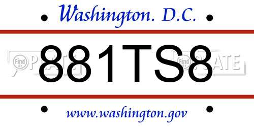 881TS8 District Of Columbia License Plate