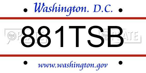 881TSB District Of Columbia License Plate