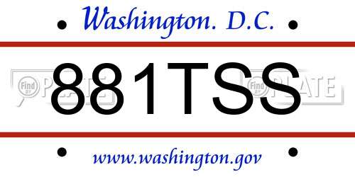 881TSS District Of Columbia License Plate