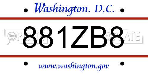 881ZB8 District Of Columbia License Plate