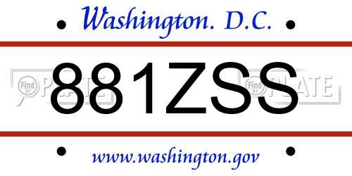 881ZSS District Of Columbia License Plate