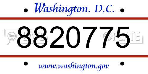 8820775 District Of Columbia License Plate
