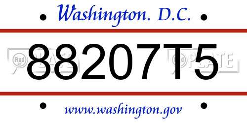 88207T5 District Of Columbia License Plate
