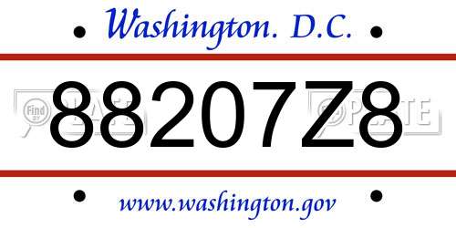 88207Z8 District Of Columbia License Plate