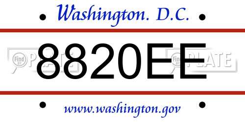 8820EE District Of Columbia License Plate