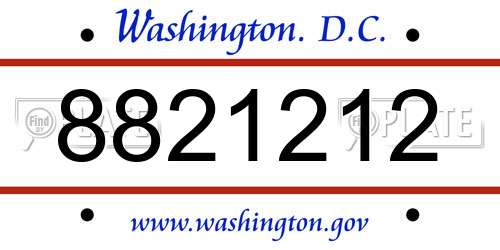 8821212 District Of Columbia License Plate
