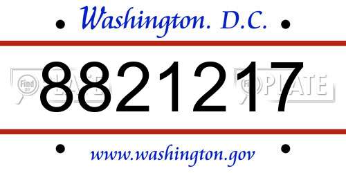 8821217 District Of Columbia License Plate