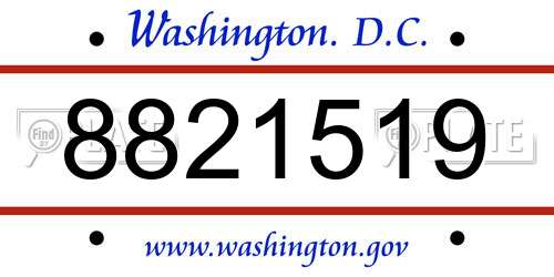 8821519 District Of Columbia License Plate