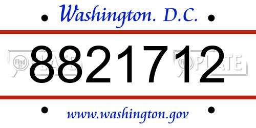 8821712 District Of Columbia License Plate